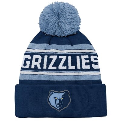  Memphis Grizzlies Outerstuff Youth Backboard Jacquard Cuffed Knit Hat with Pom - Navy