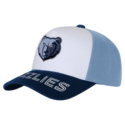 Memphis Grizzlies Outerstuff Youth Logo Three Pro Pinch Pre-Curved Adjustable Hat - White/Navy