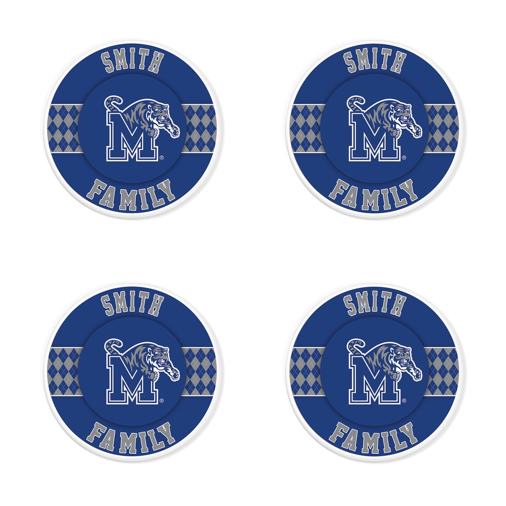 Memphis Tigers 4" Personalized Circular Coasters 4-Pack Set