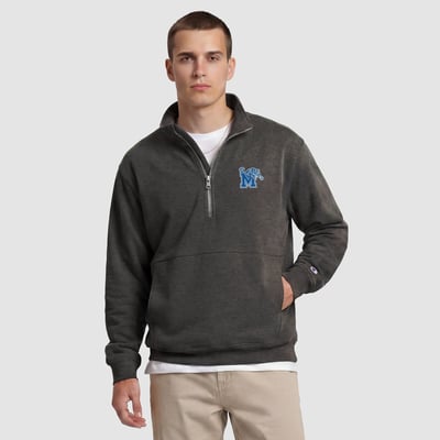 Memphis Tigers Champion Quarter-Zip Fleece Pullover - Heather Gray
