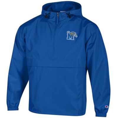 Memphis Tigers Champion Packable Half-Zip Hooded Jacket - Royal
