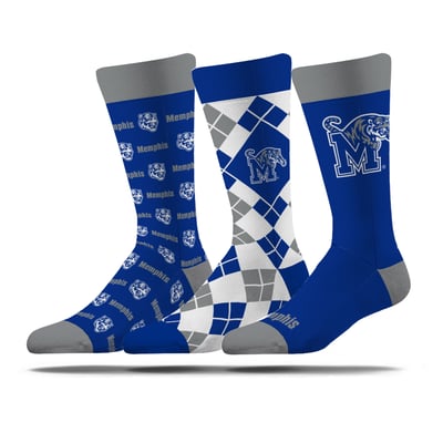 Memphis Tigers Strideline Unisex Business Knit Crew Socks Three-Pack Set