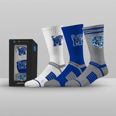 Memphis Tigers Strideline Unisex Premium 3-Pack Knit Crew Socks Set
