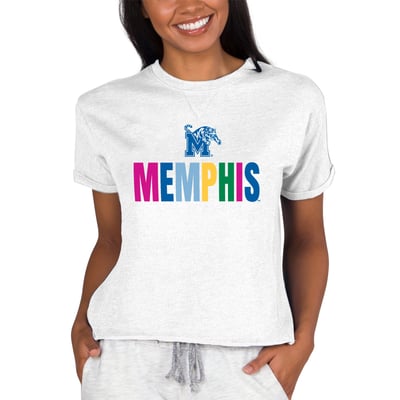 Memphis Tigers Concepts Sport Women's Tri-Blend Mainstream Terry Short Sleeve Sweatshirt Top - Oatmeal
