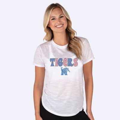  Memphis Tigers Concepts Sport Women's Stars and Stripes Infuse Lightweight Slub Knit Top - White