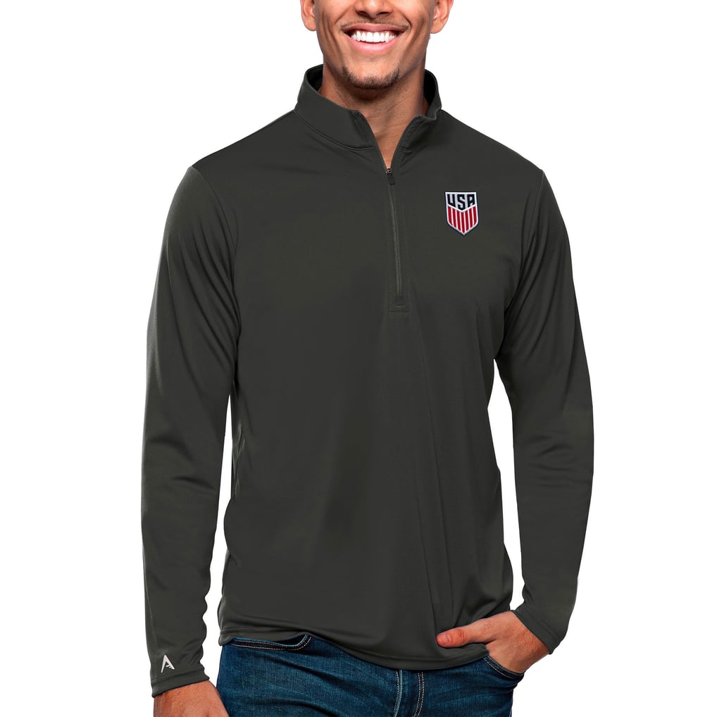 USMNT Antigua Tribute Quarter-Zip Pullover Top - Charcoal