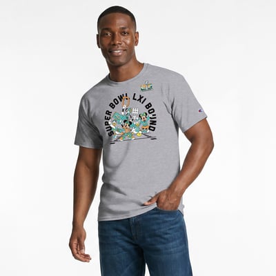 Champion X Disney Road To Super Bowl LXI Mickey & Friends T-Shirt - Gray