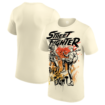 WWE x Street Fighter Ready Set Fight T-Shirt - Cream
