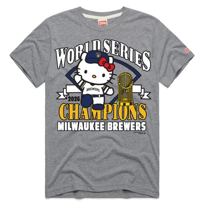Milwaukee Brewers x Hello Kitty Homage 2026 World Series Champions Tri-Blend T-Shirt - Gray