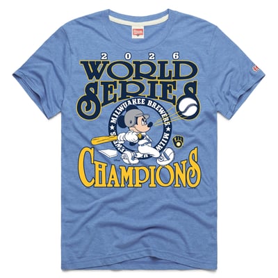 Milwaukee Brewers x Mickey Mouse Homage 2026 World Series Champions Tri-Blend T-Shirt - Light Blue