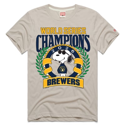 Milwaukee Brewers x Snoopy Homage 2026 World Series Champions Tri-Blend T-Shirt - Tan