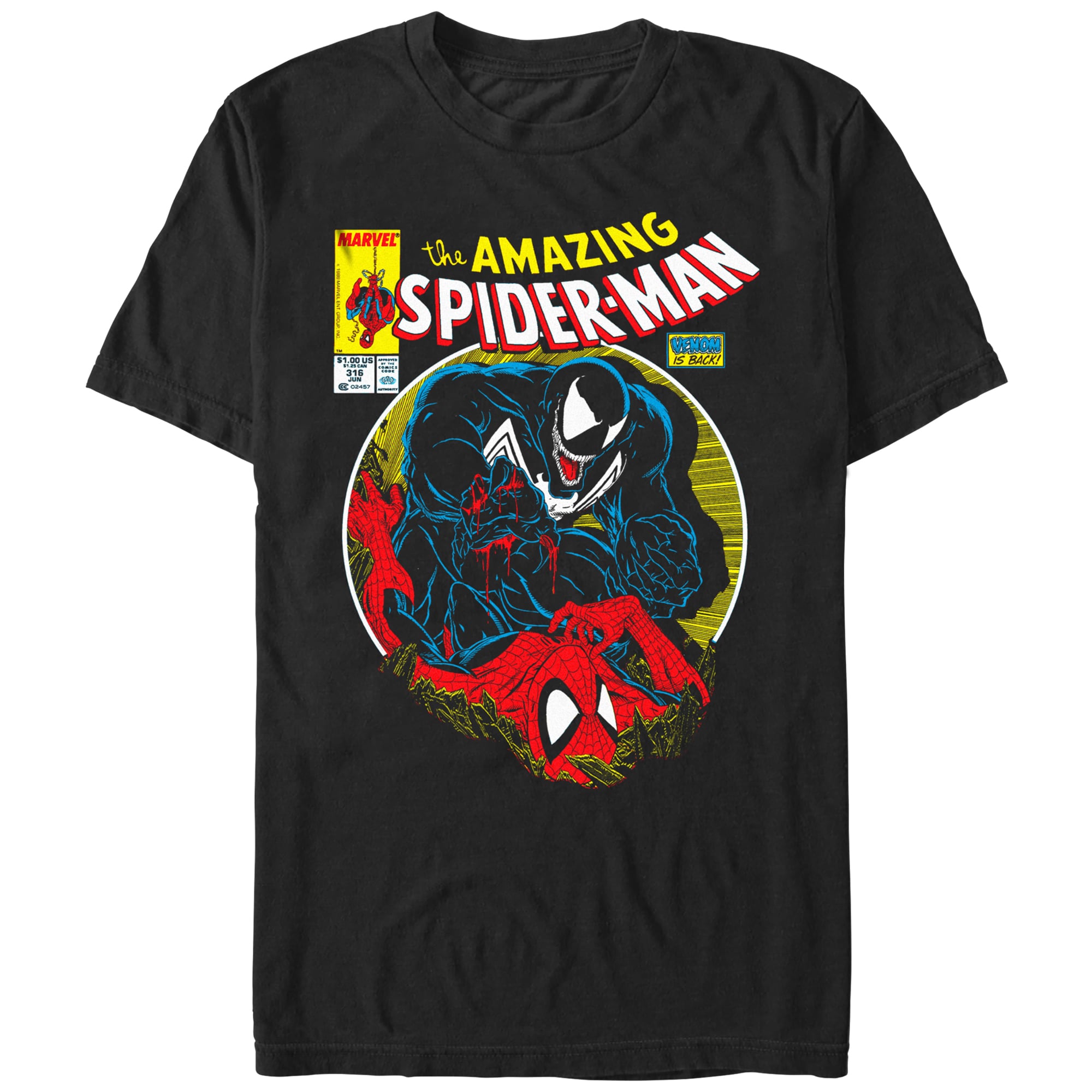 Spider-Man vs Venom Mad Engine Venom Wins Graphic T-Shirt - Black
