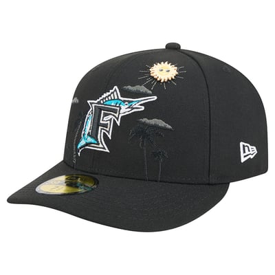 Florida Marlins New Era City Icon Pin 59FIFTY Fitted Hat - Black