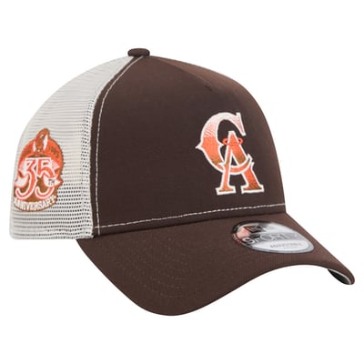 California Angels New Era Pumpkin Spice Cooperstown Collection 9FORTY A-Frame Adjustable Trucker Hat - Brown