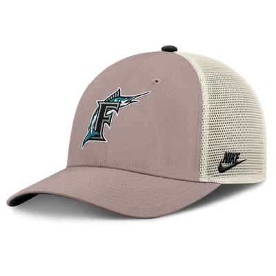 Florida Marlins Nike Rise Adjustable Trucker Hat - Khaki