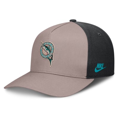 Florida Marlins Nike Cooperstown Rise A-Frame Adjustable Hat - Light Brown/Black