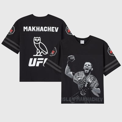 Islam Makhachev OVO x UFC Football Slub T-Shirt - Black
