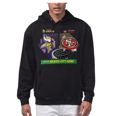  Minnesota Vikings vs. San Francisco  49ers Starter 2026 NFL Mexico City Game Matchup Graphic Fleece Hoodie - Black