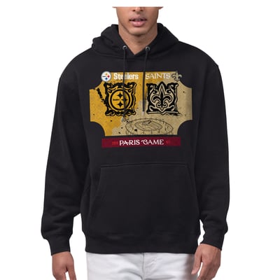  Pittsburgh Steelers vs. New Orleans Saints Starter 2026 NFL Paris Game Matchup Graphic Fleece Hoodie - Black