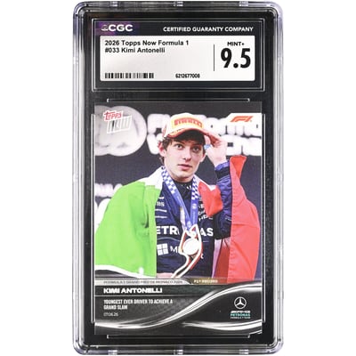 Kimi Antonelli Mercedes-AMG Petronas F1 Team 2026 Topps Now Formula 1 Youngest Ever Driver to Achieve a Grand Slam #33 CGC Authenticated MINT+ 9.5 Card