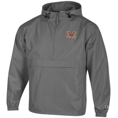 Mercer Bears Champion Packable Half-Zip Hooded Jacket - Gray
