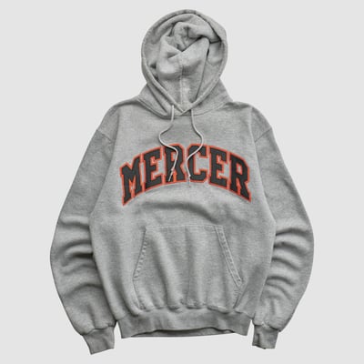 Mercer Bears Champion 2000s Hooded Pullover Sweatshirt - Heather Gray - XS by Fanatics Real Vintage
