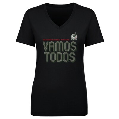 Mexico National Team 500 Level Women's Vamos Todos Inline Bold V-Neck T-Shirt - Black