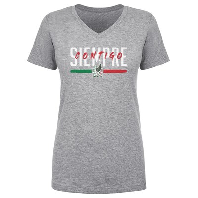 Mexico National Team 500 Level Women's Siempre Contigo V-Neck T-Shirt - Heather Gray