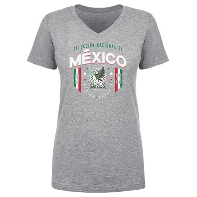 Mexico National Team 500 Level Women's V-Neck T-Shirt - Heather Gray