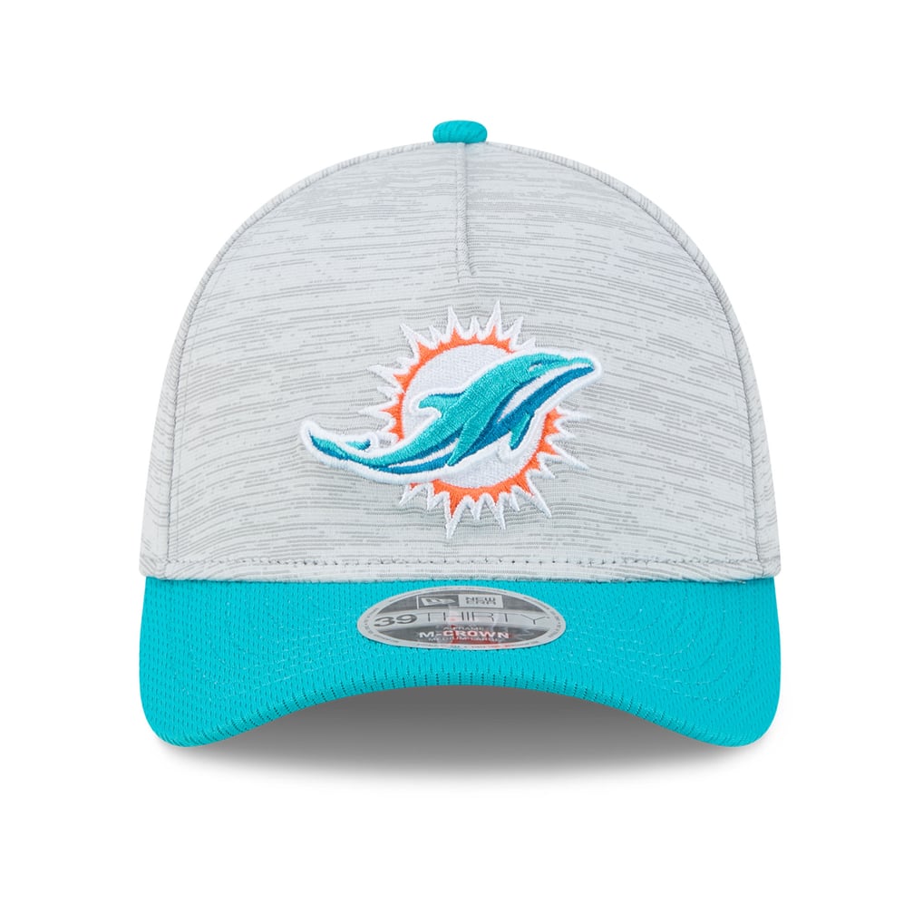 Miami Dolphins New Era  Tech 39THIRTY A-Frame Stretch Hat - Gray
