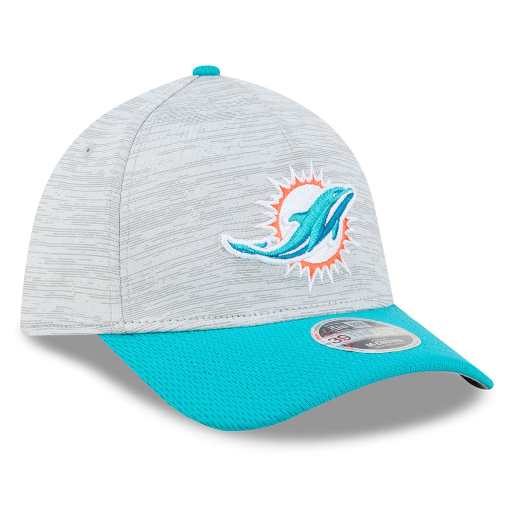 Miami Dolphins New Era  Tech 39THIRTY A-Frame Stretch Hat - Gray
