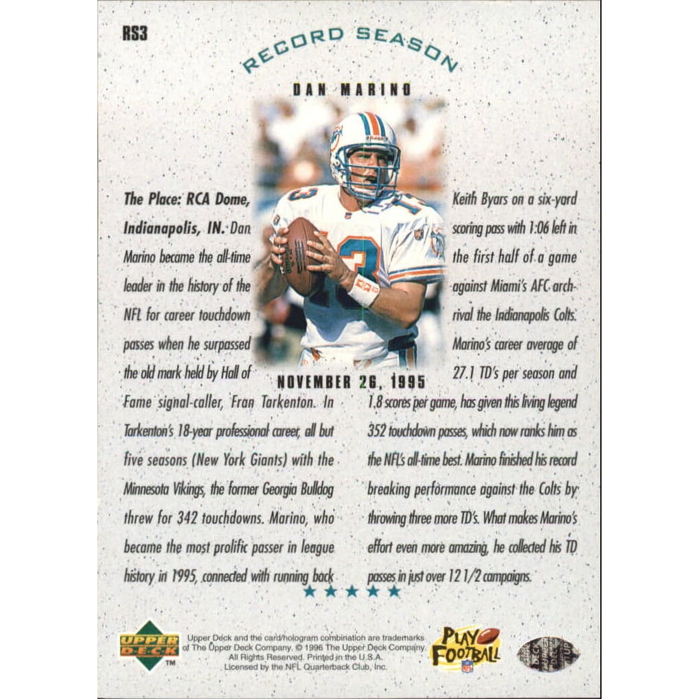 1996 Upper Deck Silver Dan Marino #RS3 Dan Marino