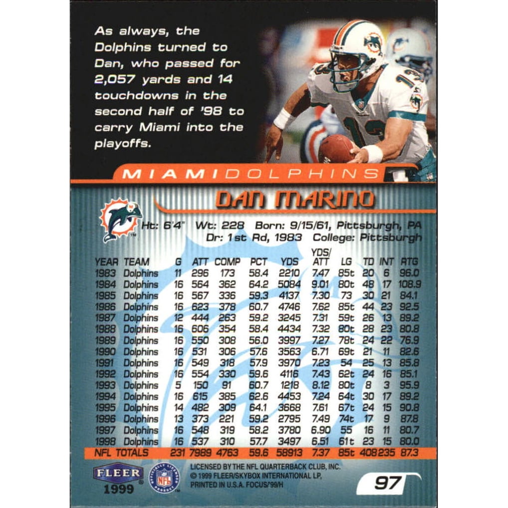 1999 Fleer Focus #97 Dan Marino