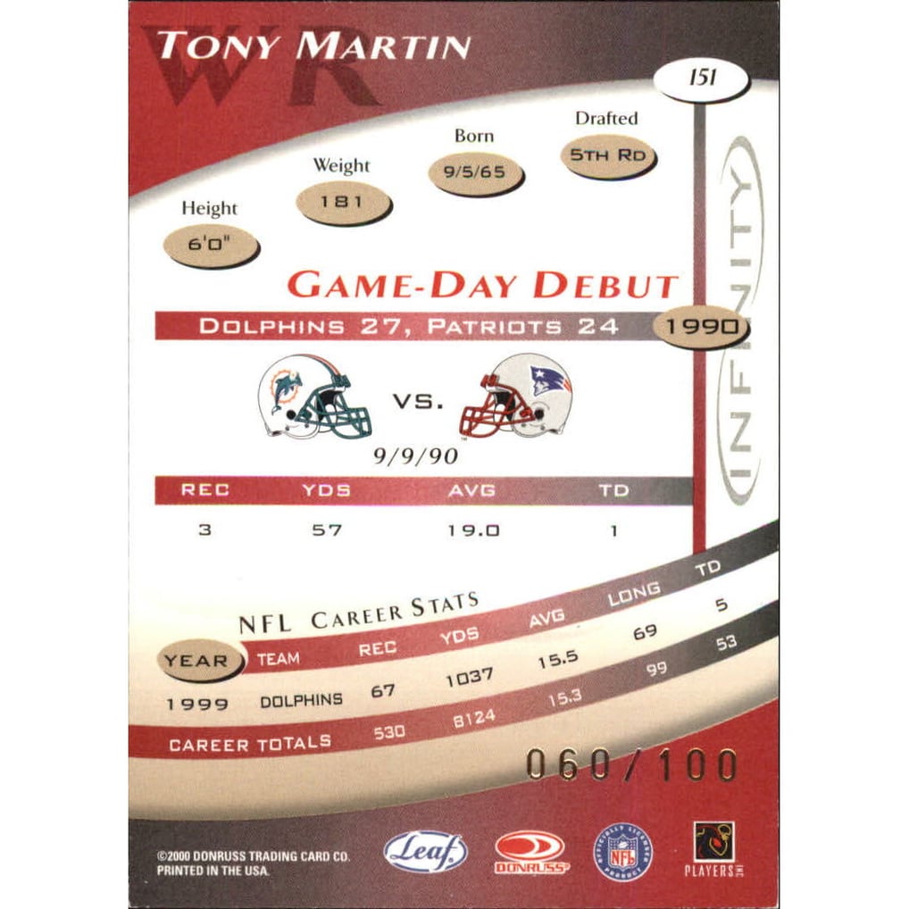 2000 Quantum Leaf Infinity Red #151 Tony Martin