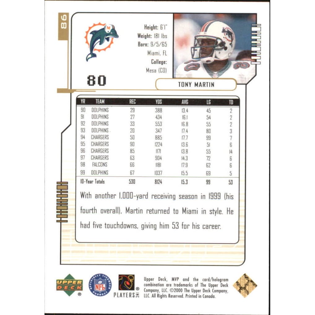 2000 Upper Deck MVP Gold Script #86 Tony Martin