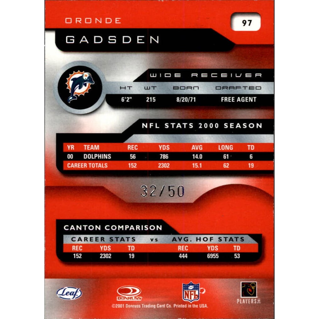 2001 Quantum Leaf Infinity Red #97 Oronde Gadsden