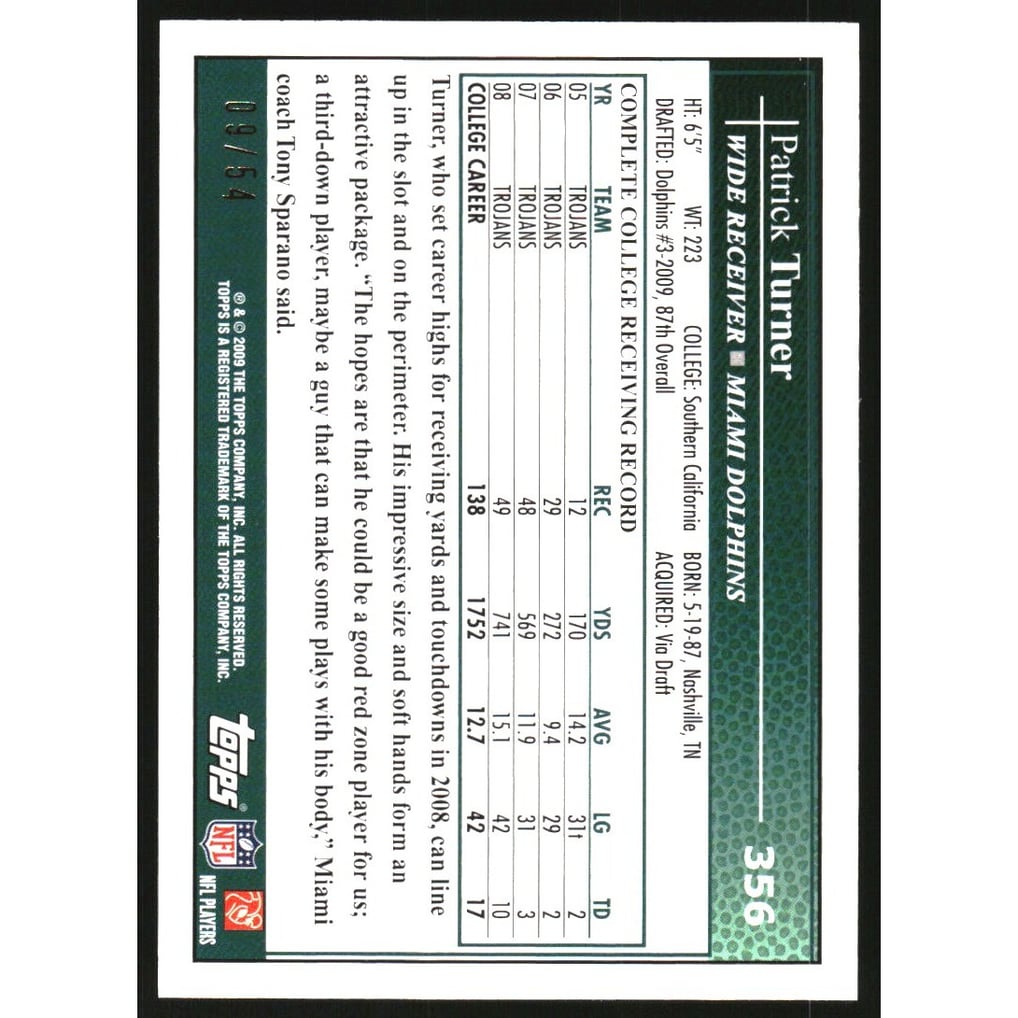 2009 Topps Black #356 Patrick Turner