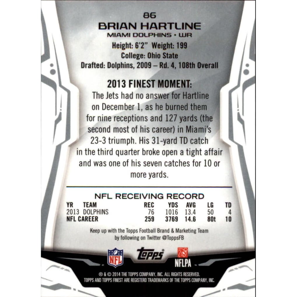 2014 Finest Red Refractors #86 Brian Hartline