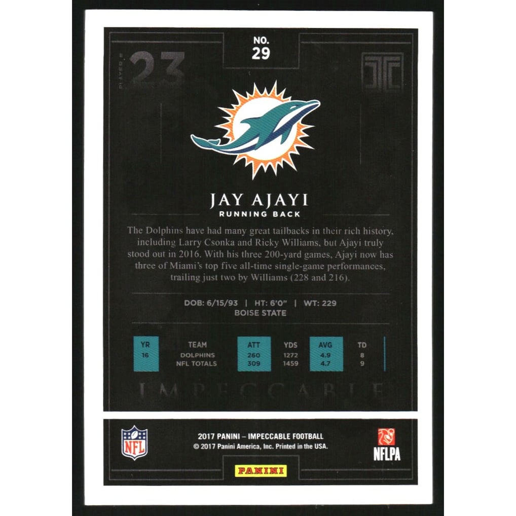 2017 Panini Impeccable #29 Jay Ajayi