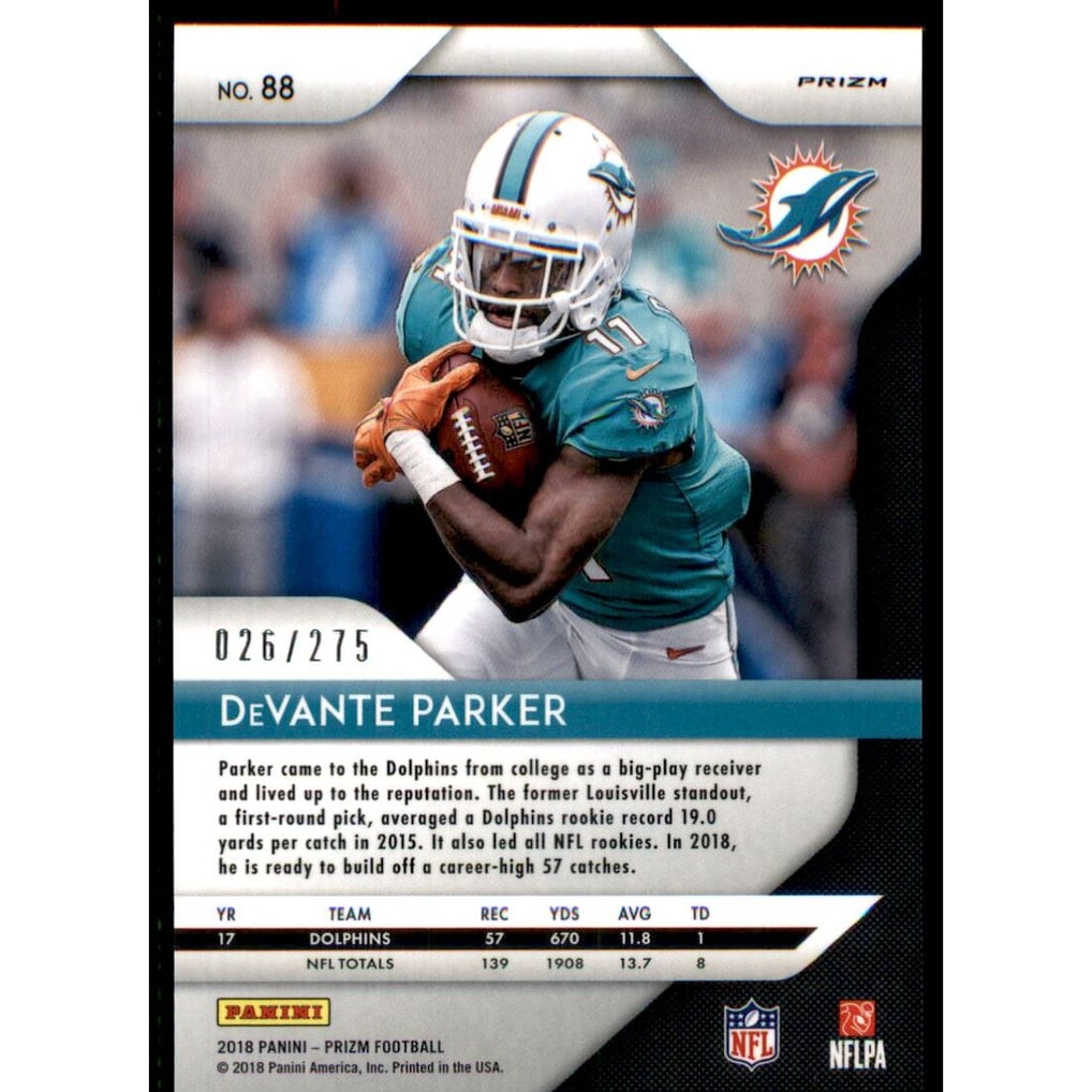 2018 Panini Prizm Prizms Hyper #88 DeVante Parker