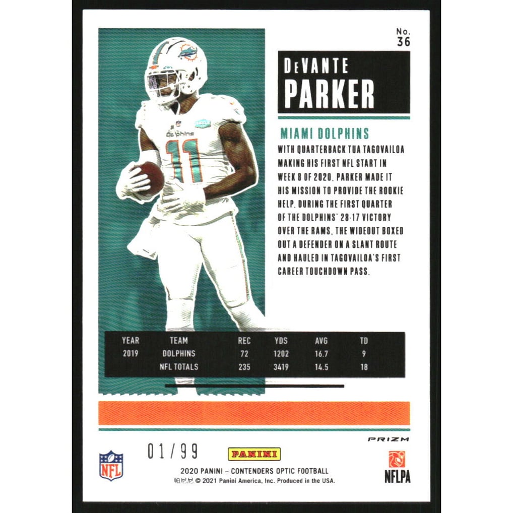 2020 Panini Contenders Optic Blue #36 DeVante Parker