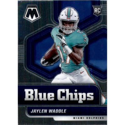2021 Panini Mosaic Blue Chips #8 Jaylen Waddle