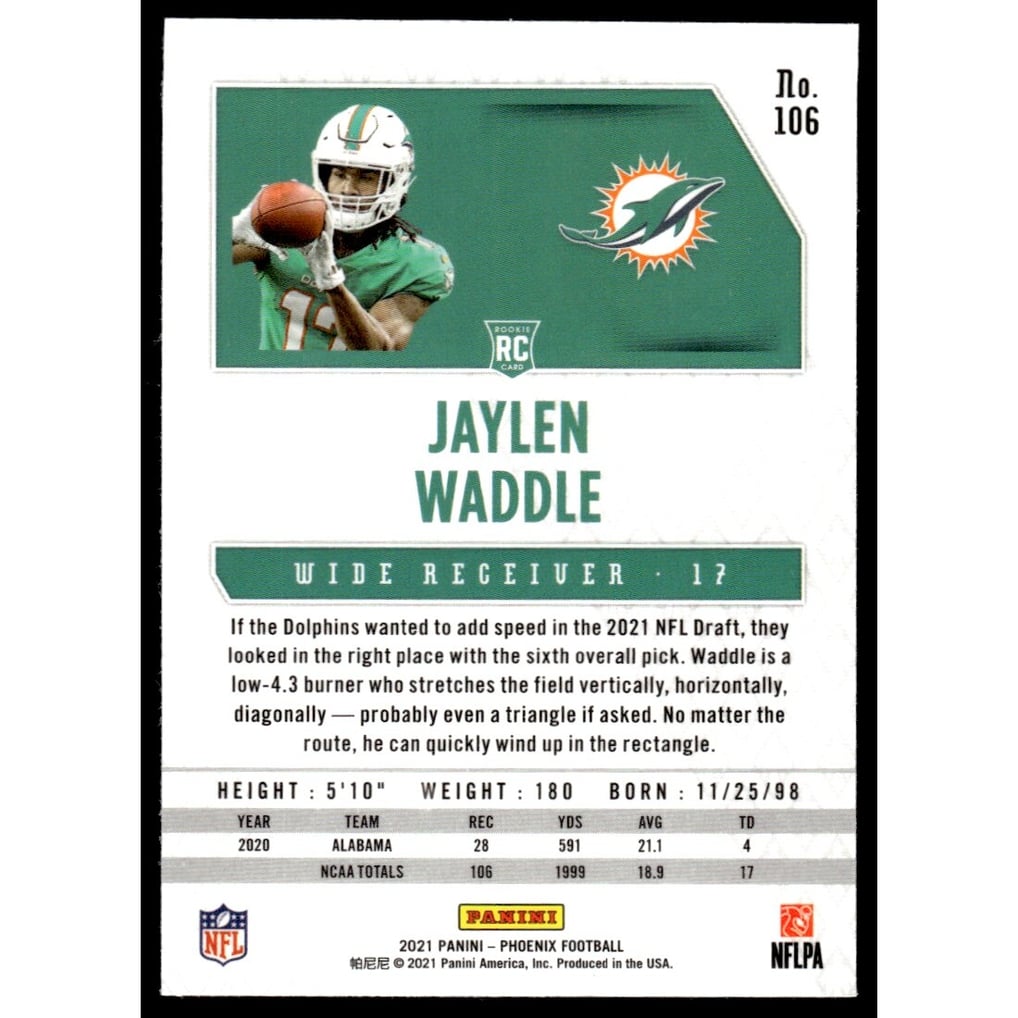 2021 Panini Phoenix Fire Burst #106 Jaylen Waddle