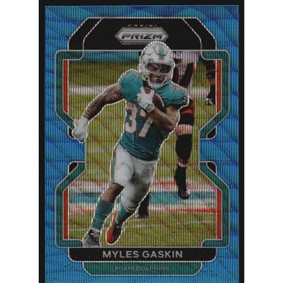 2021 Panini Prizm Prizms Blue Wave #108 Myles Gaskin
