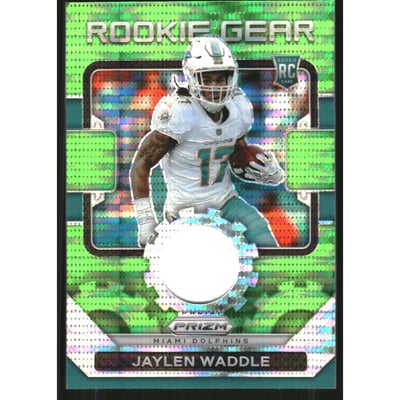 2021 Panini Prizm Rookie Gear Neon Green Pulsar #8 Jaylen Waddle
