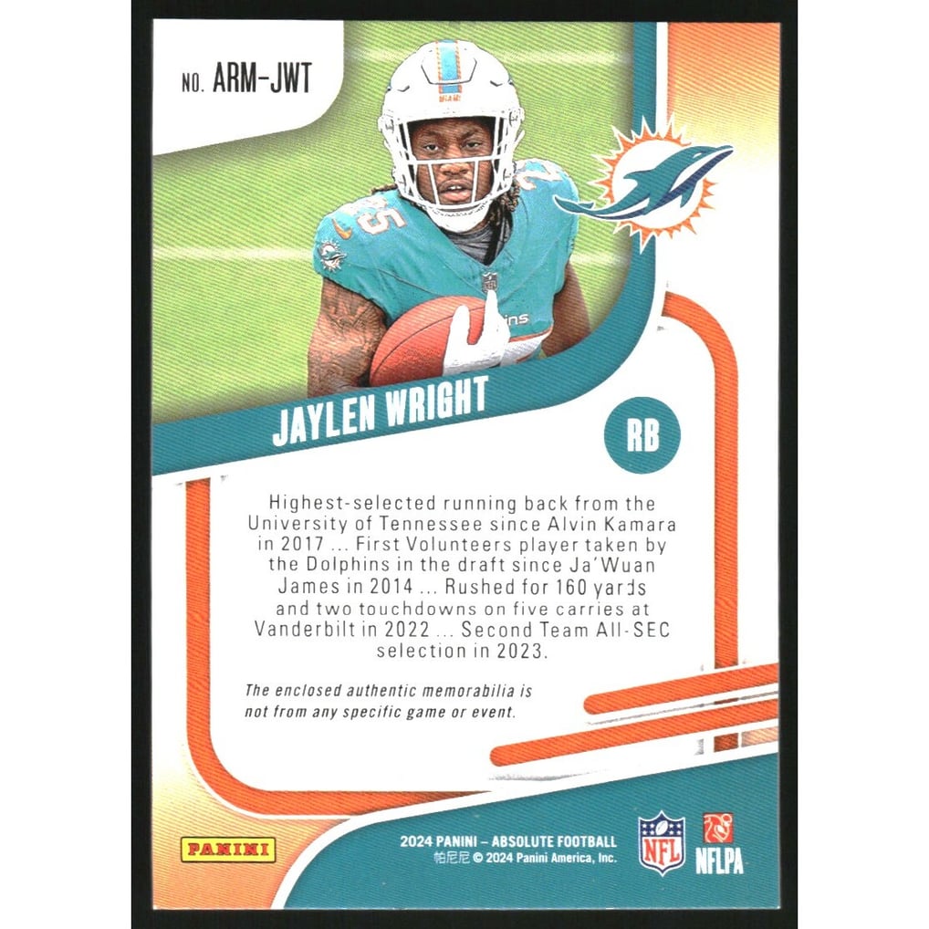 2024 Absolute Absolute Rookie Materials #31 Jaylen Wright