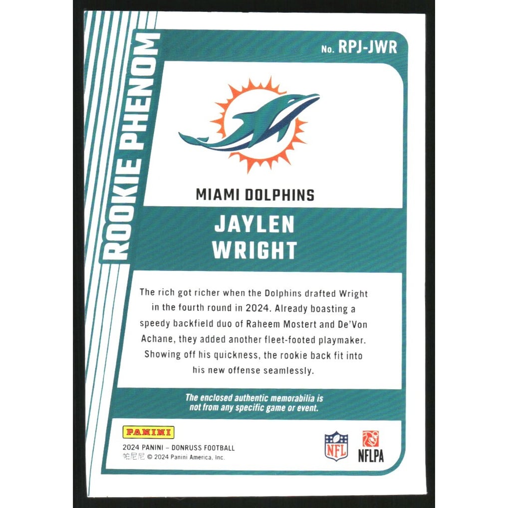 2024 Donruss Rookie Phenom Jerseys #22 Jaylen Wright