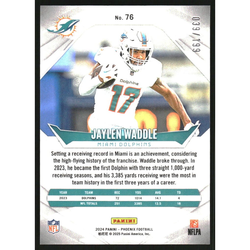 2024 Panini Phoenix Green Fade #76 Jaylen Waddle