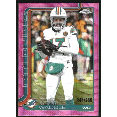 2025 Topps Chrome Pink Wave Refractors #186 Jaylen Waddle