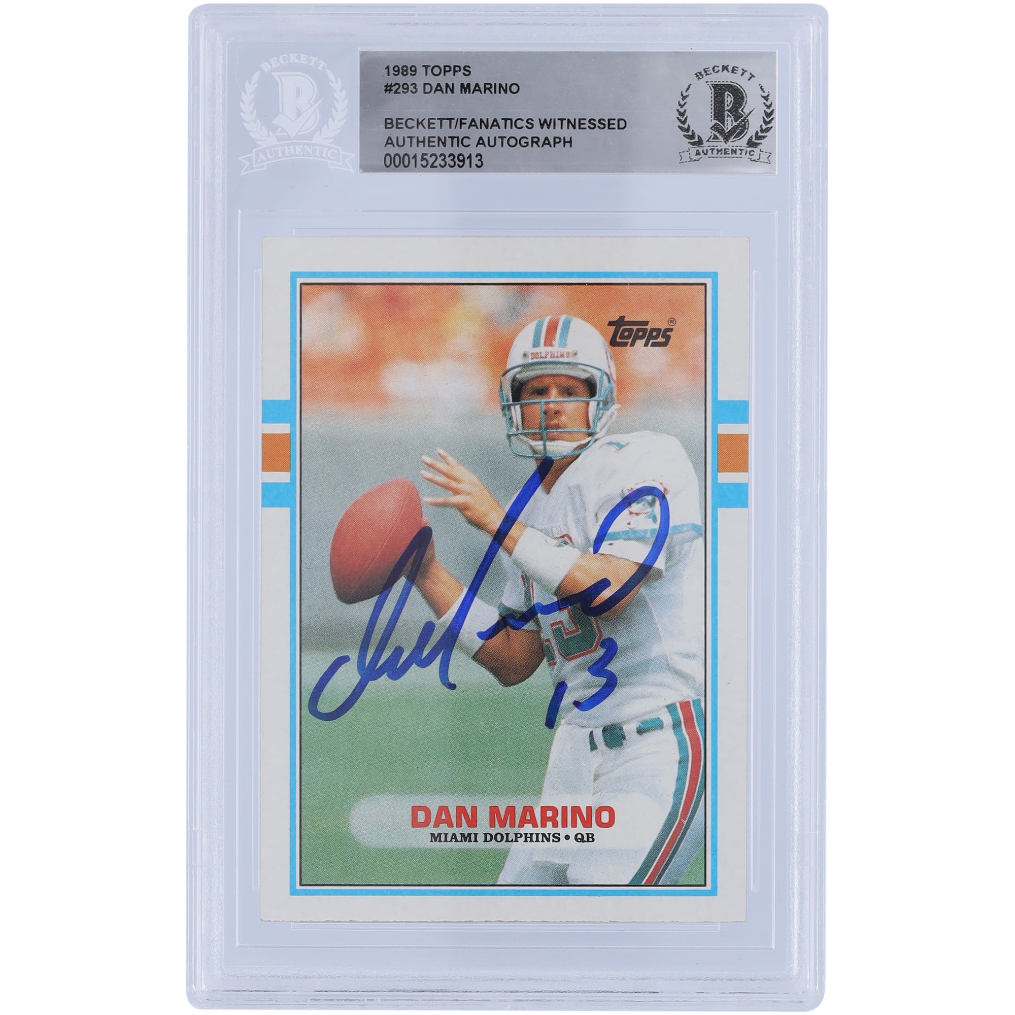 Dan Marino Miami Dolphins Autographed 1989 Topps #293 Beckett